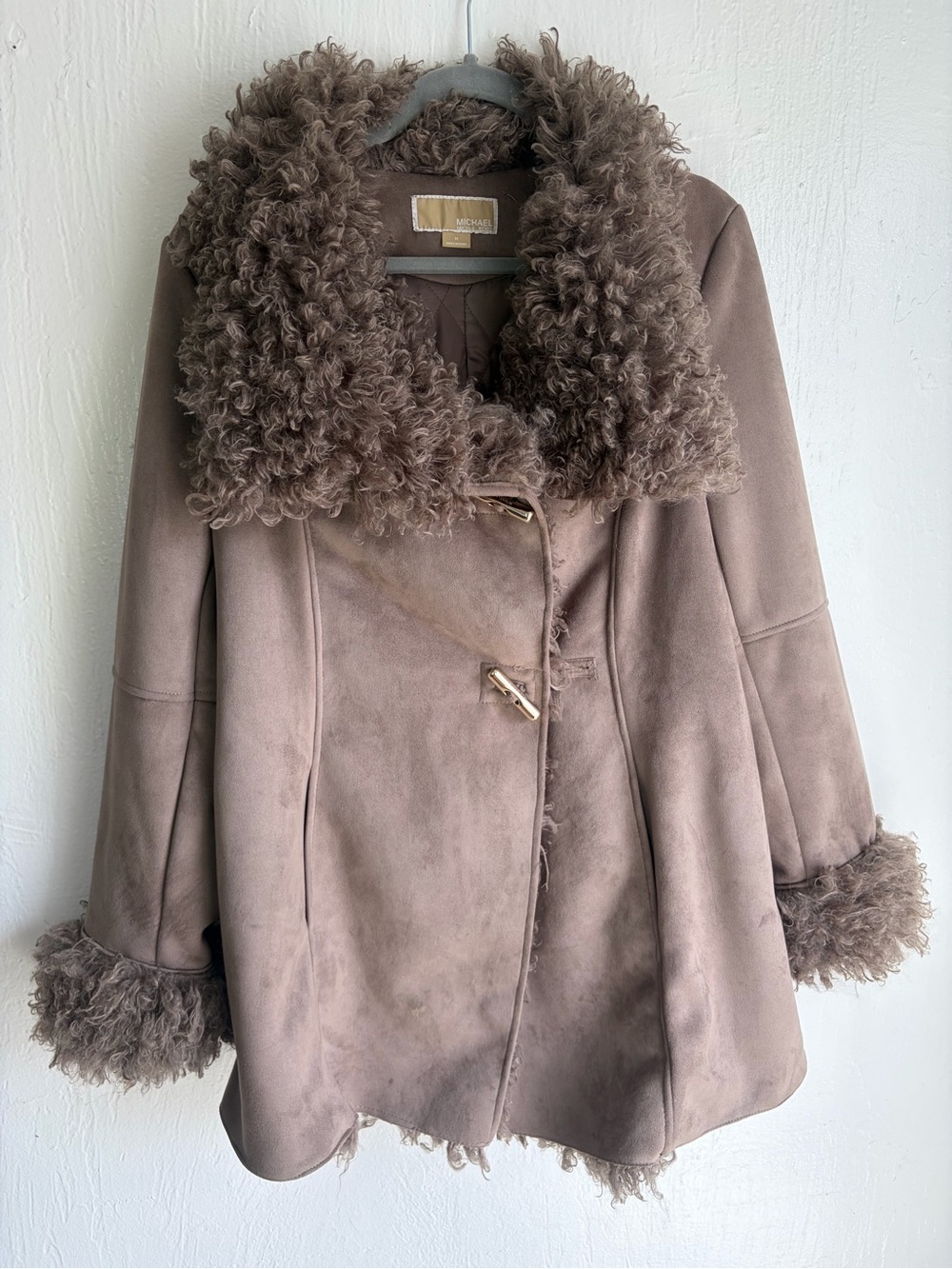 MICHAEL Michael Kors Taupe Faux Shearling Teddy Jacket
